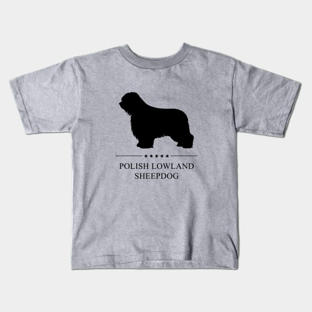 Polish Lowland Sheepdog Black Silhouette Kids T-Shirt by millersye